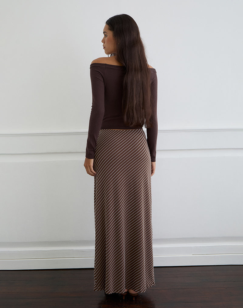 Immagine di Surina Maxi gonna a righe diagonali Flock Marrone e Crema