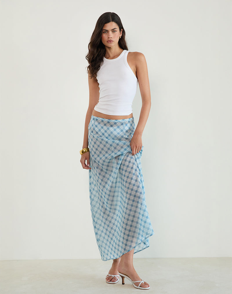 Immagine di Surina Maxi Gonna a Quadri Sfumati Blu