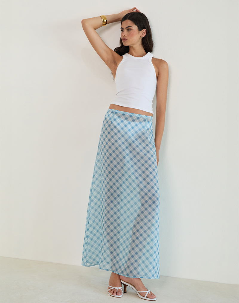 Immagine di Surina Maxi Gonna a Quadri Sfumati Blu