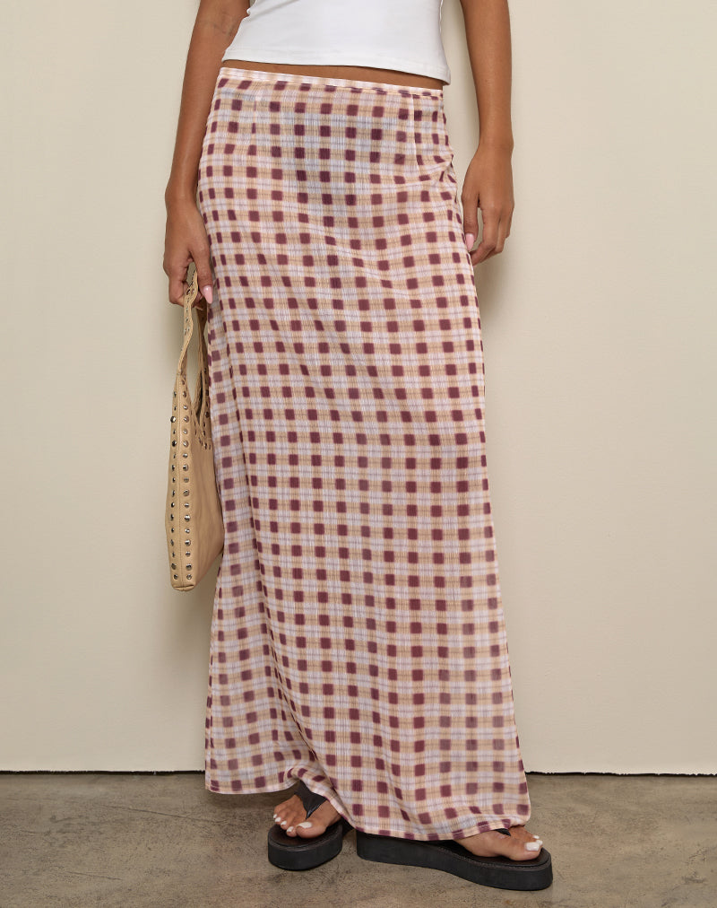 Immagine di Surina Maxi gonna in chiffon a quadri sfumati Peach