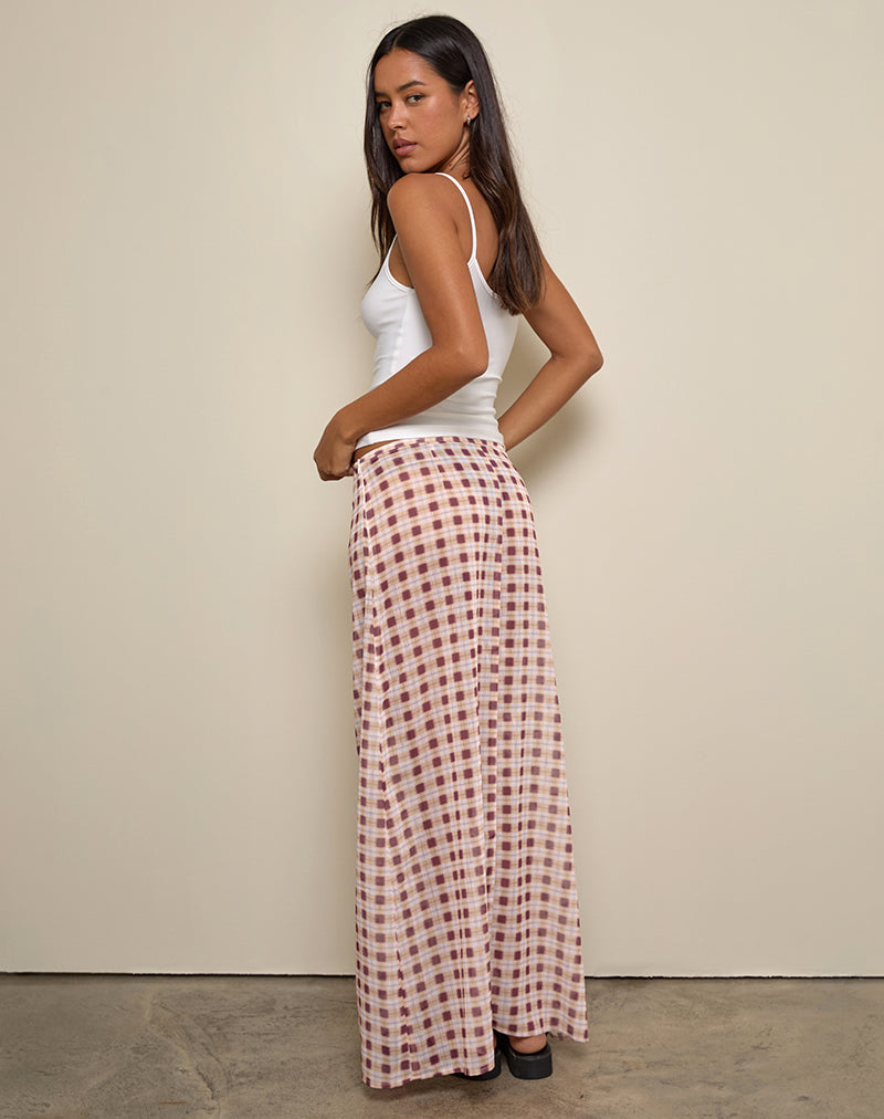 Immagine di Surina Maxi gonna in chiffon a quadri sfumati Peach