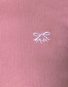 Fenicottero rosa con ricamo a fiocco bianco