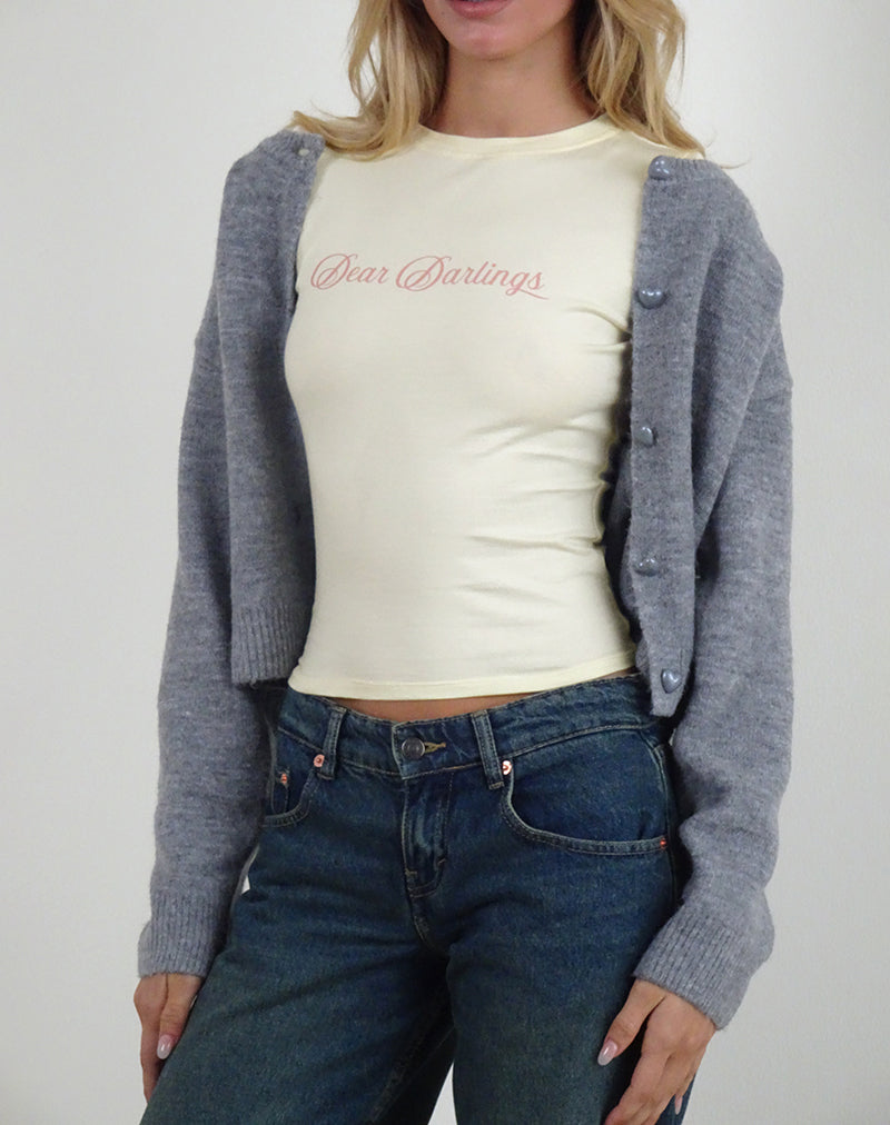 Immagine della t-shirt Sutin in Buttermilk con stampa Dear Darlings