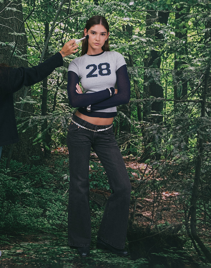 T-shirt Sutin in grigio melange con ricamo a pois