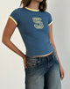 Immagine di Sutin Tee in blu con stemma 5 e legatura gialla Lemonade