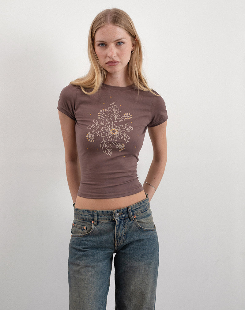 Immagine di Sutin Tee in noce moscata floreale con paillettes