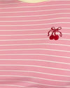  Ricamo rosa a righe Combi Cherry