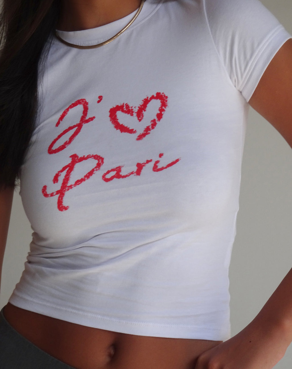 Maglietta da bambino Sutin in bianco con grafica I Love Pari