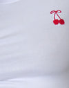 Bianco con ricamo di ciliegie rosse