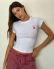 Immagine di Sutin Tee in bianco con ricamo di ciliegie rosse