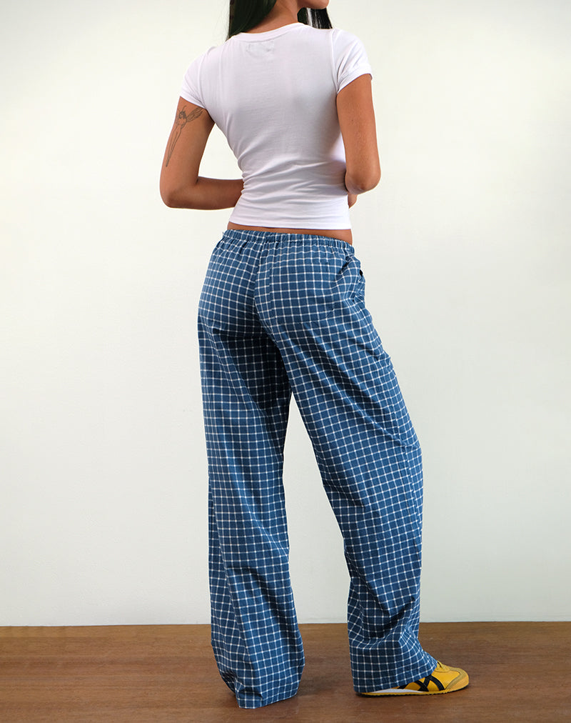 Immagine di Lirura Pantalone a vita bassa in popeline tartan navy