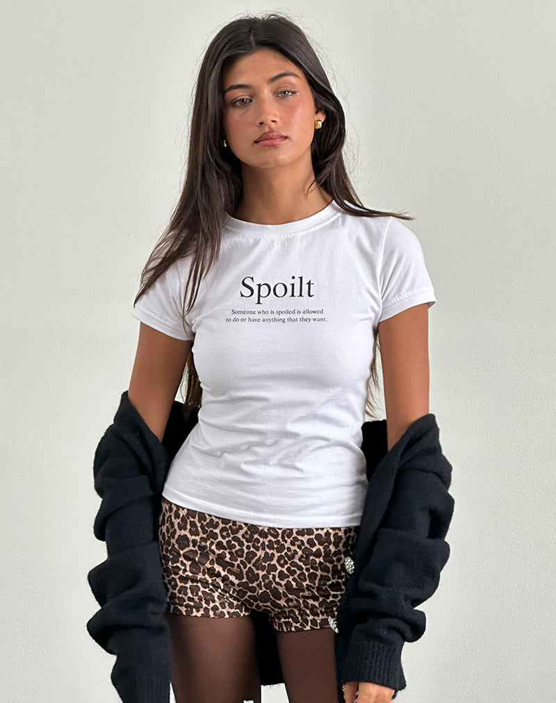 Immagine di Sutin Baby Tee in bianco con slogan Spoilt