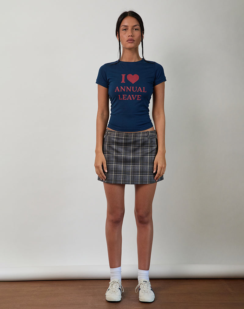 Immagine di Sutin Tee in navy con grafica rossa "I Love Annual Leave".