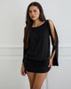 Immagine di Sybe Cut Batwing Sleeve Mini Dress in Nero