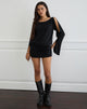 Immagine di Sybe Cut Batwing Sleeve Mini Dress in Nero