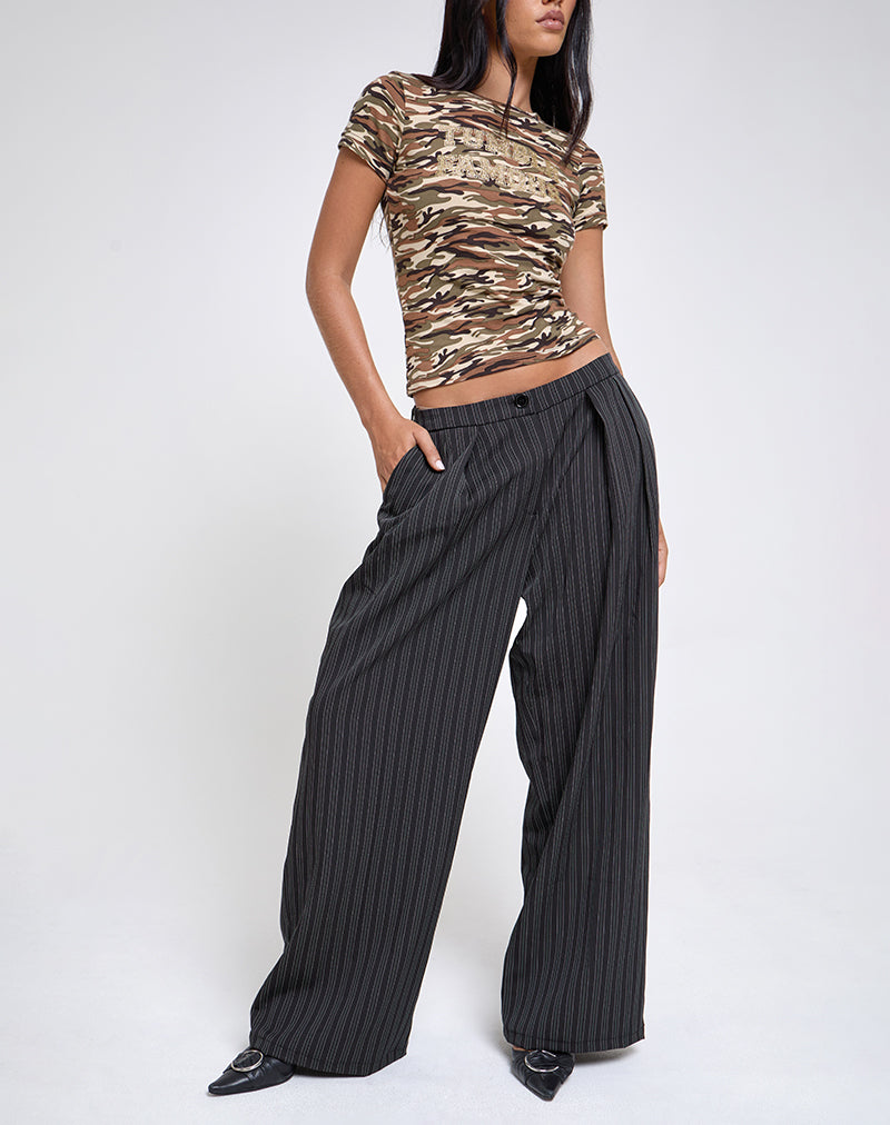 Pantaloni plissettati Syra in gessato nero