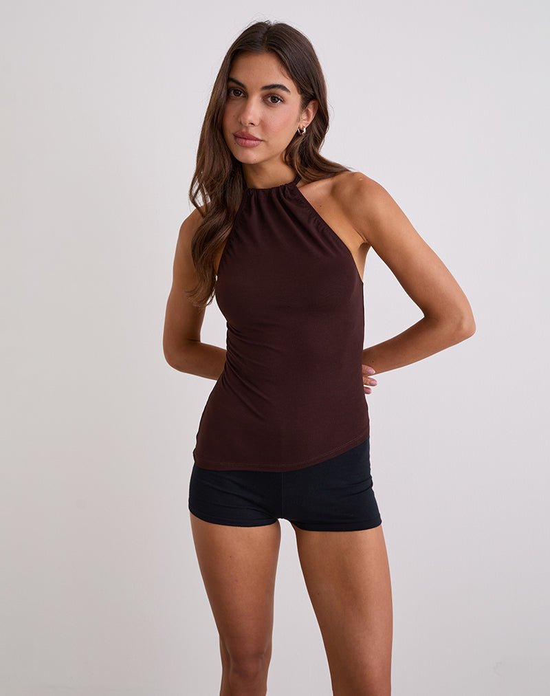 Immagine Sadra Halter Top in jersey di rayon Cioccolato amaro