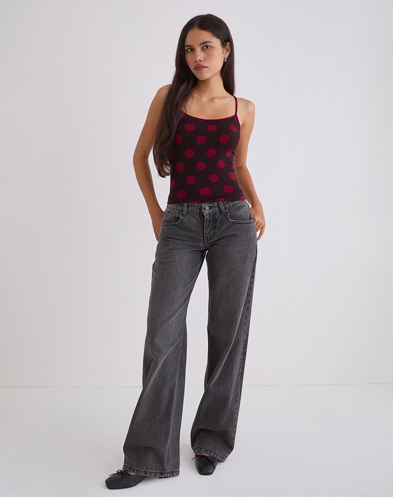Immagine di Solani Top in marrone con grandi polka rossi