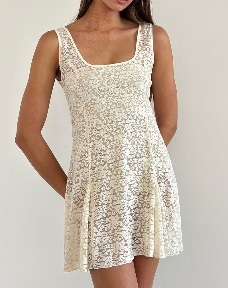 immagine di Tabah Mini Dress in pizzo rosa avorio