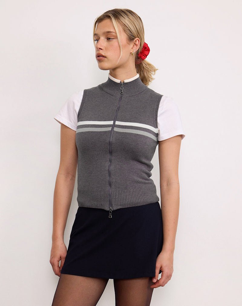 Giacca in maglia senza maniche Tabeya in grigio