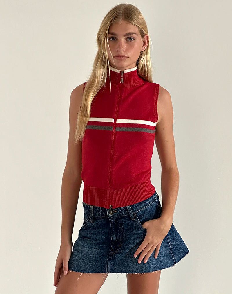Giacca in maglia senza maniche Tabeya in rosso