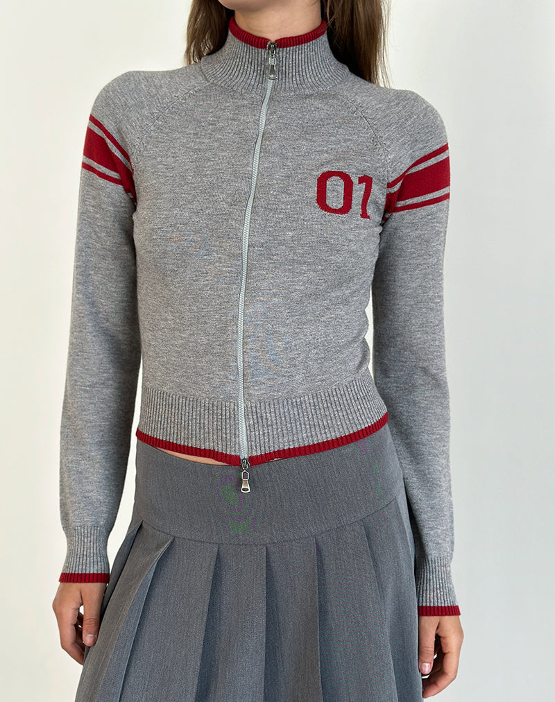 Giacca Tacita con zip in grigio con motivo rosso