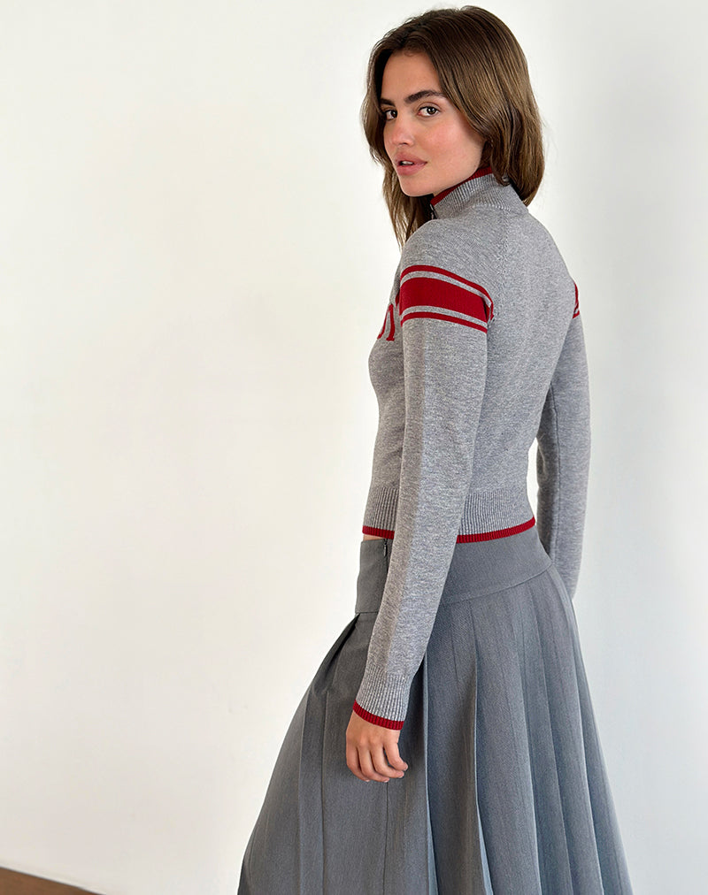 Immagine di Tacita Giacca con zip in grigio e motivo rosso