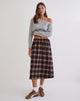 Image of Taka Midi Skirt in Pink and Brown Check