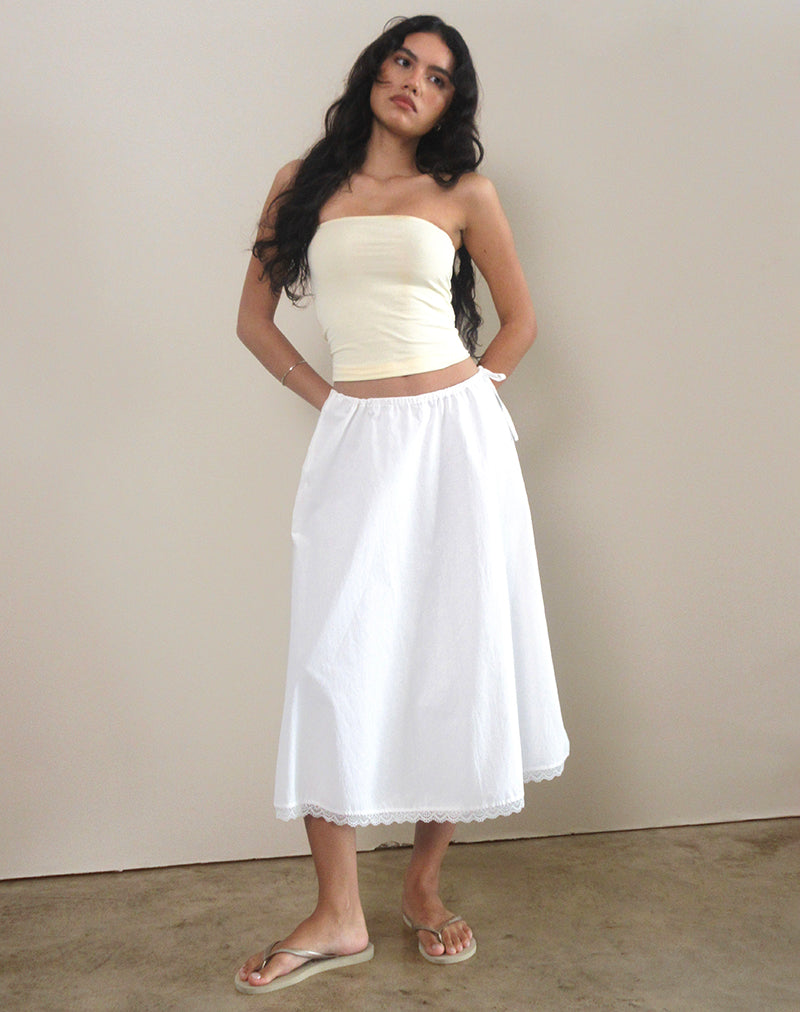 immagine di Taka Midi Skirt in Popeline Bianco