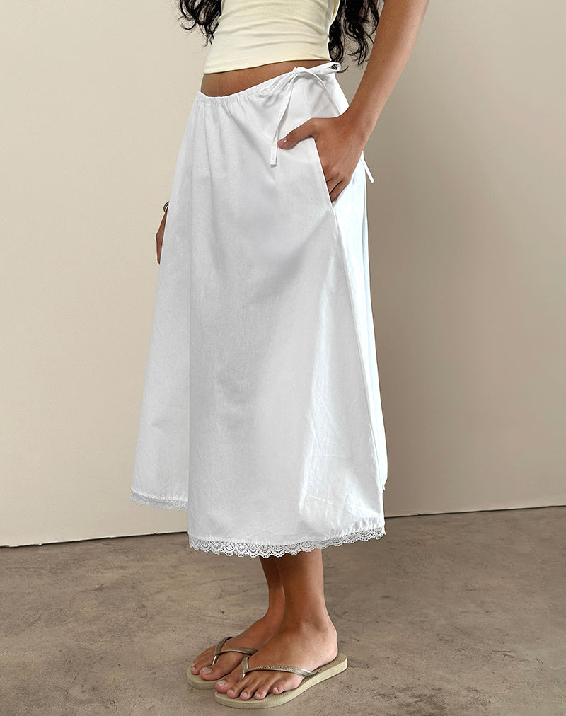 Gonna midi Taka in popeline bianco