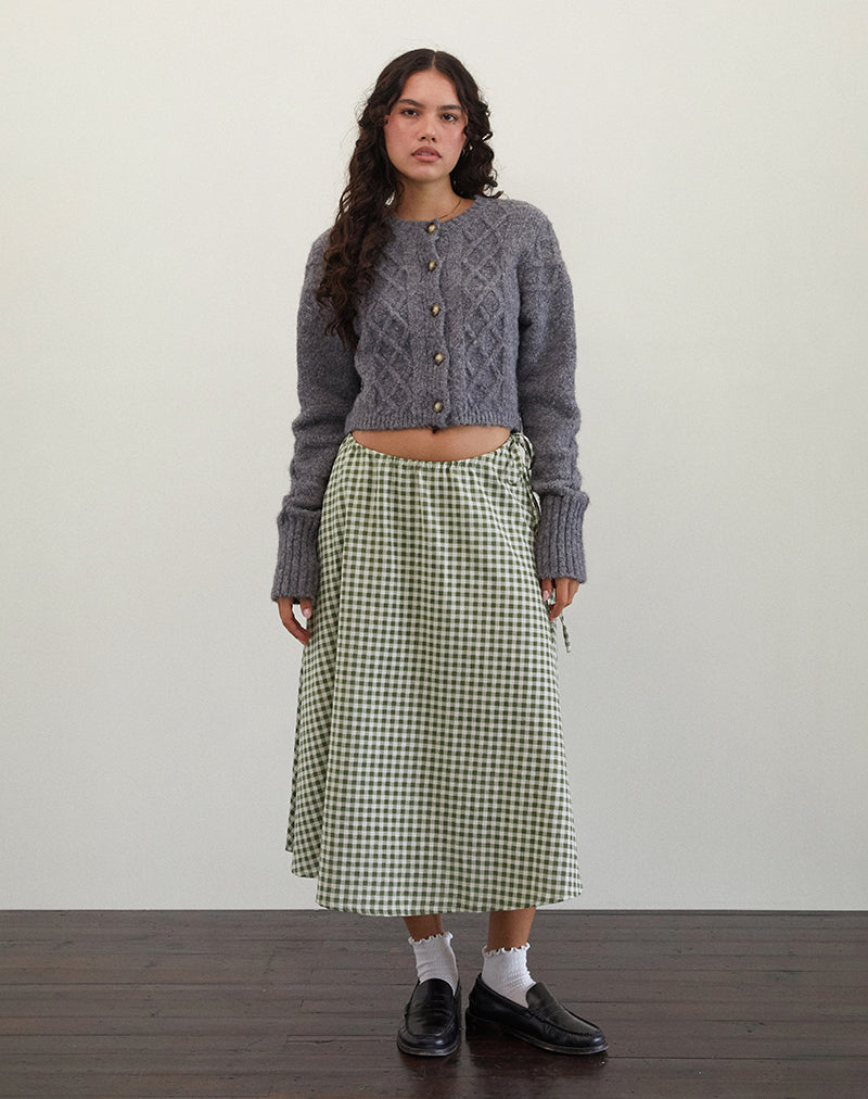 Immagine di Takara Midi Skirt in Olive Gingham