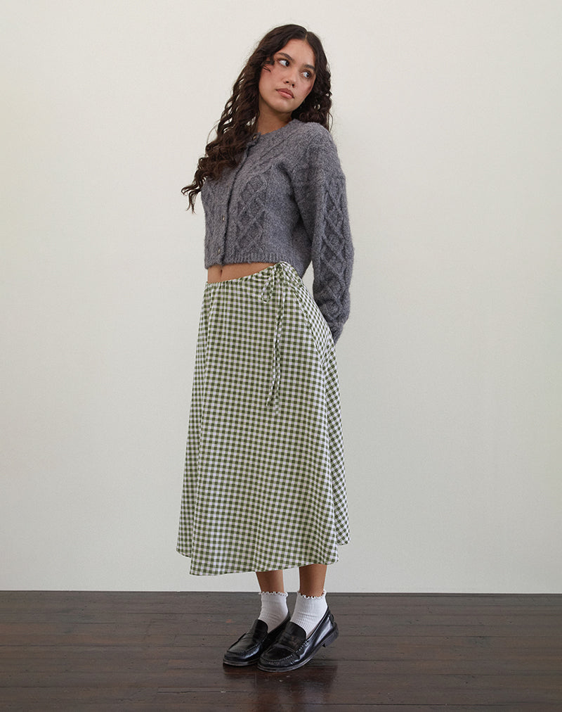 Immagine di Takara Midi Skirt in Olive Gingham