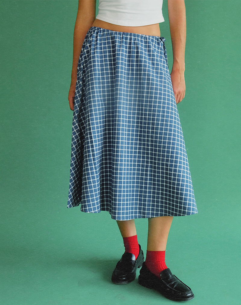 Immagine di Takara Midi Skirt in Tartan Popeline Navy
