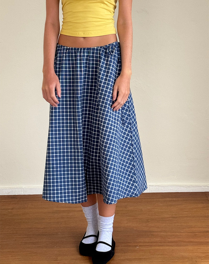 Immagine di Takara Midi Skirt in Tartan Popeline Navy