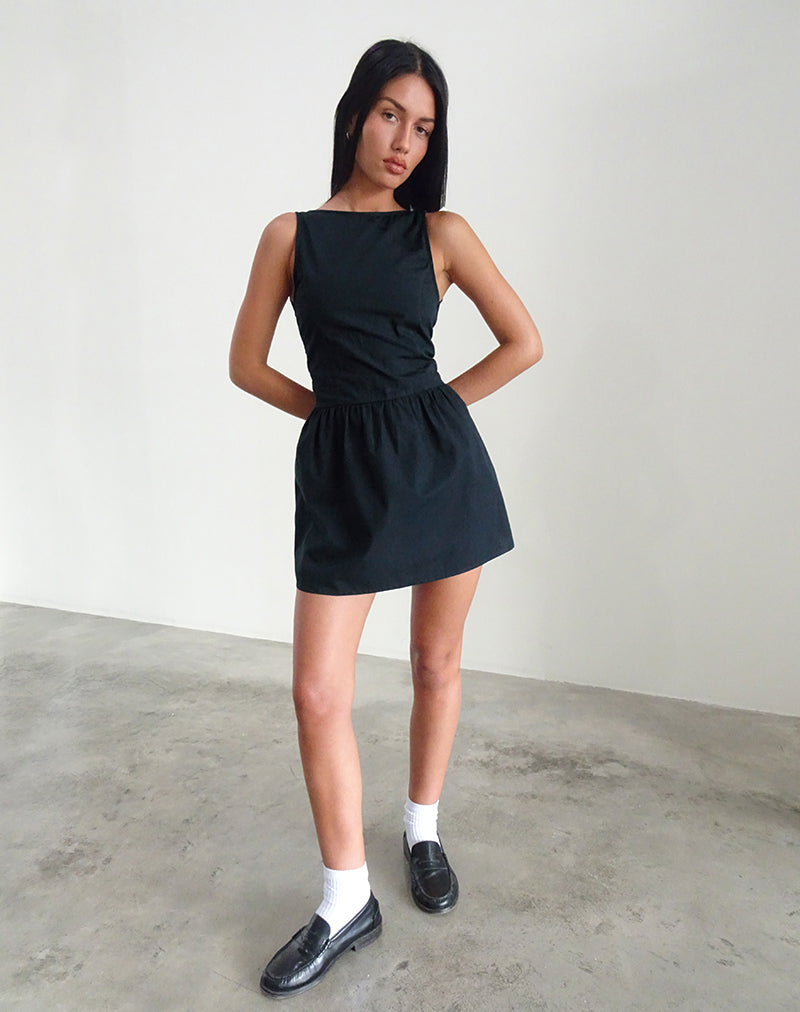 Mini abito Taleshi in nero con fiocchi Tap Shoe off white