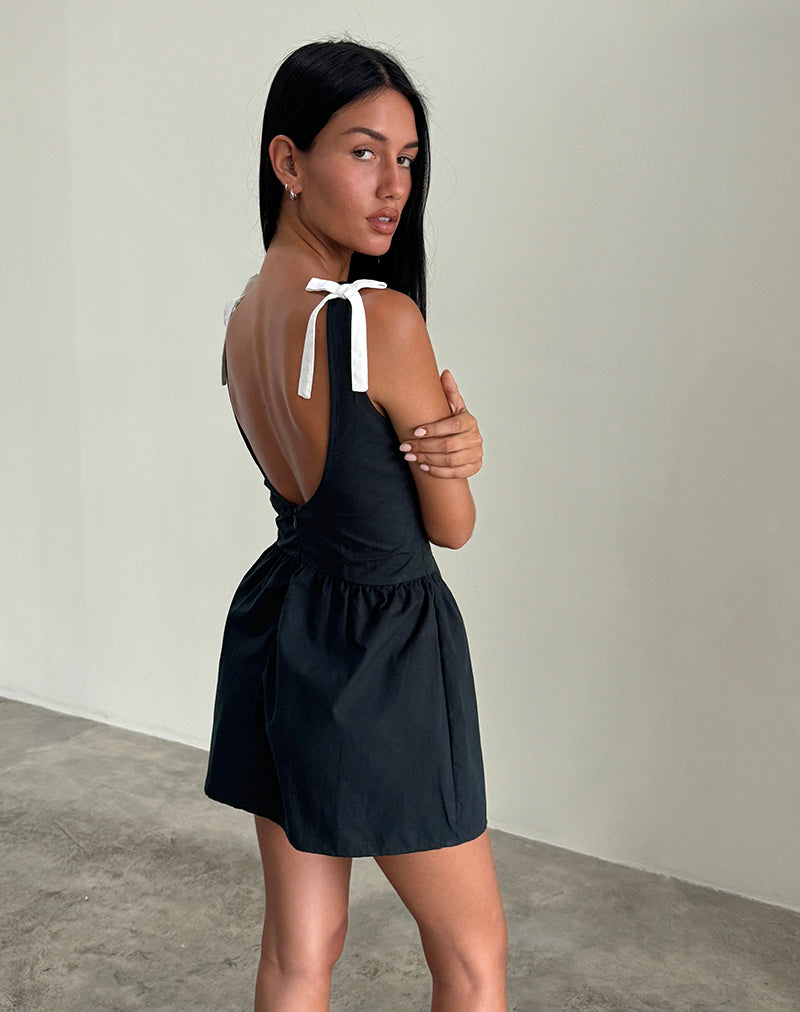 Mini abito Taleshi in nero con fiocchi Tap Shoe off white