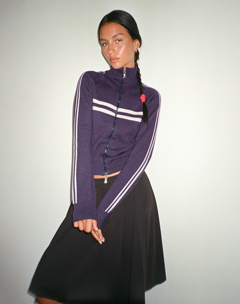 Immagine di Talisa Sporty Zip Through Jacket in Charcoal con strisce grigio chiaro