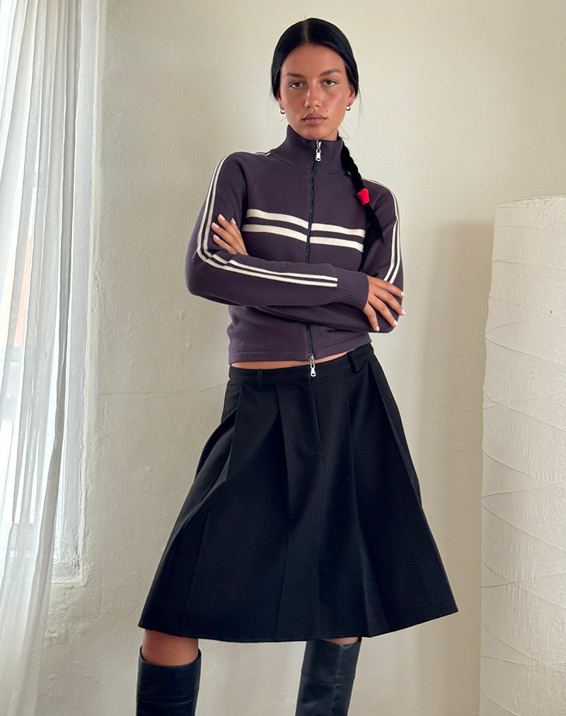 Immagine di Talisa Sporty Zip Through Jacket in Charcoal con strisce grigio chiaro