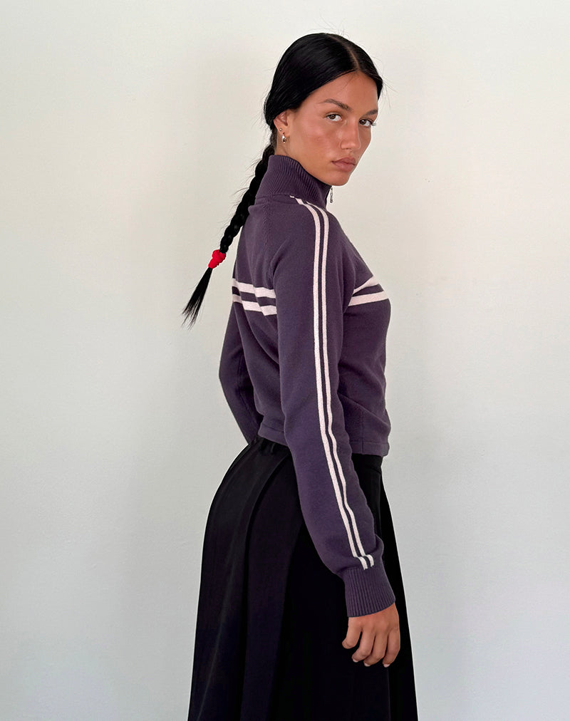 Immagine di Talisa Sporty Zip Through Jacket in Charcoal con strisce grigio chiaro