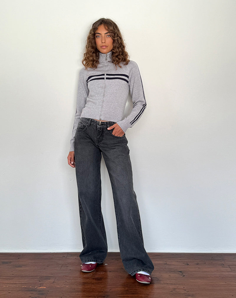 Immagine di Talisa - Giacca sportiva con zip in grigio chiaro con strisce blu navy