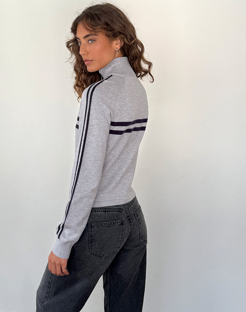 Immagine di Talisa - Giacca sportiva con zip in grigio chiaro con strisce blu navy