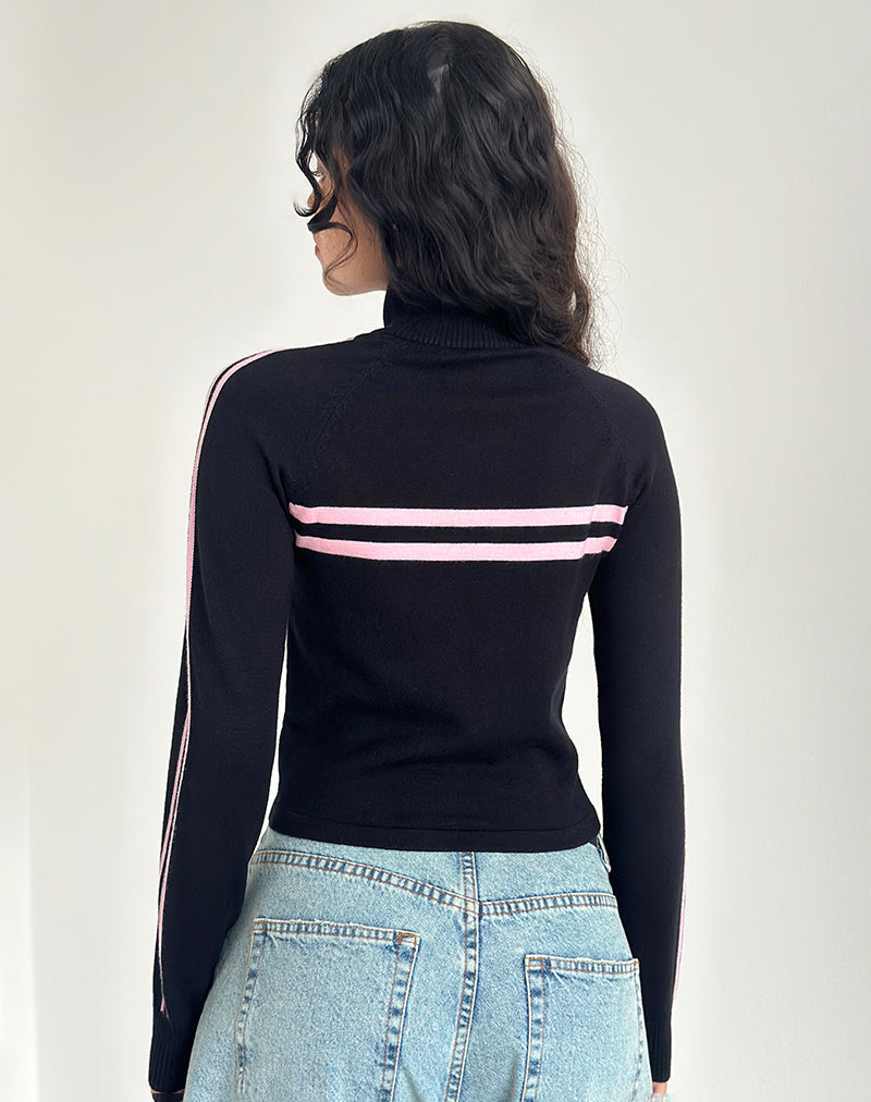 Immagine della giacca Talisa con zip in nero e strisce rosa