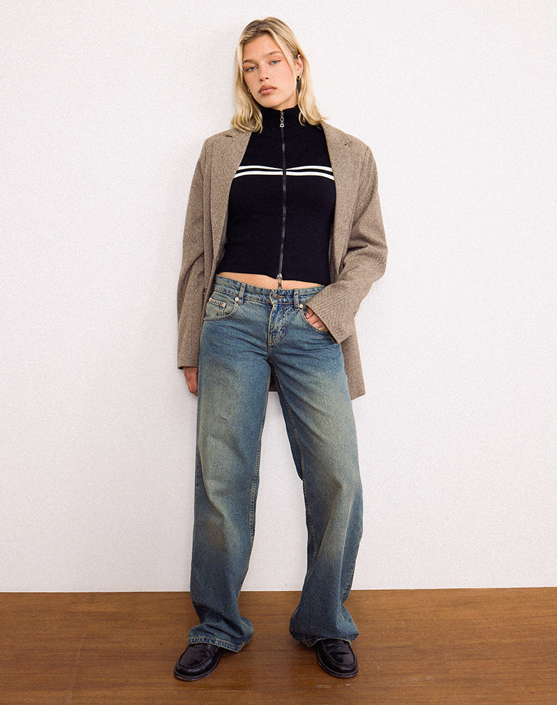 Giacca Talisa con zip in nero e righe bianche