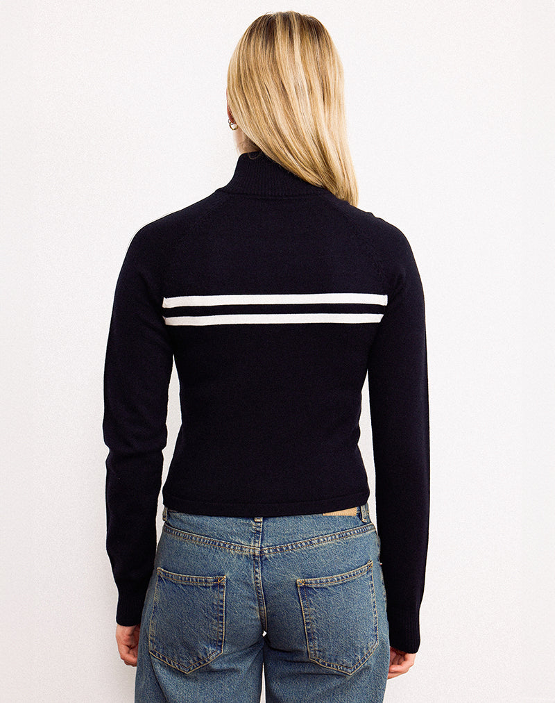 Immagine della giacca Talisa con zip in nero e righe bianche