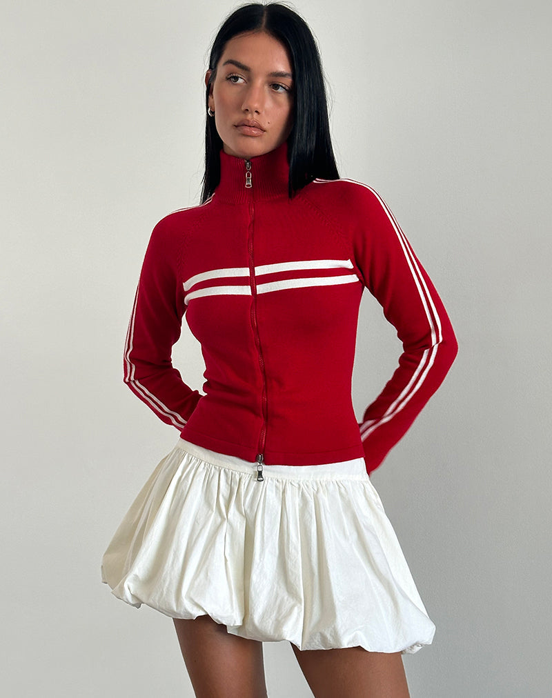 immagine della giacca Talisa con zip in rosso e righe bianche