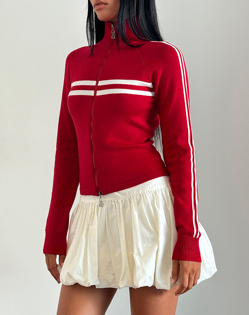 immagine della giacca Talisa con zip in rosso e righe bianche