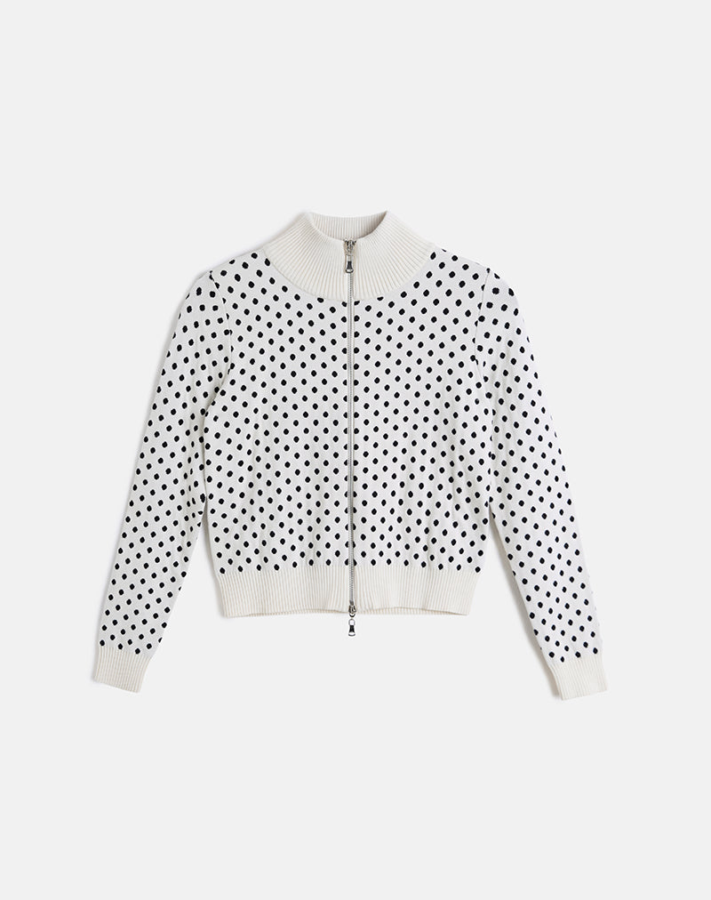 Immagine di Talisa Giacca in maglia con zip in Tiny Polka Avorio