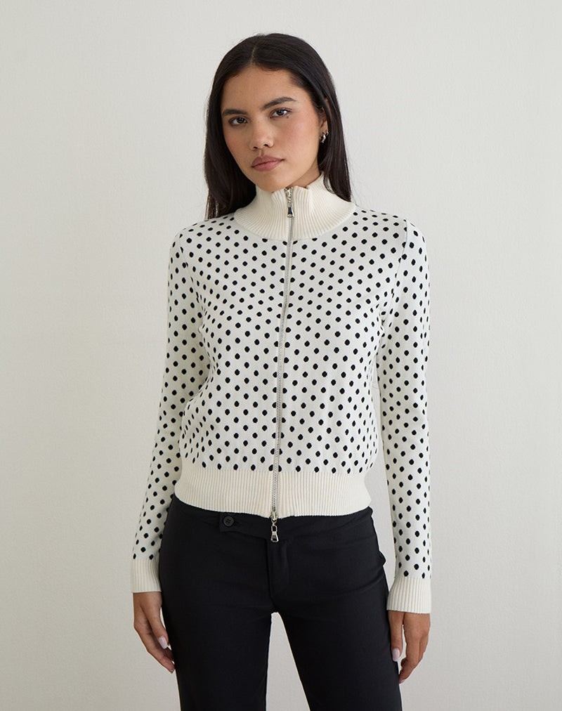 Immagine di Talisa Giacca in maglia con zip in Tiny Polka Avorio