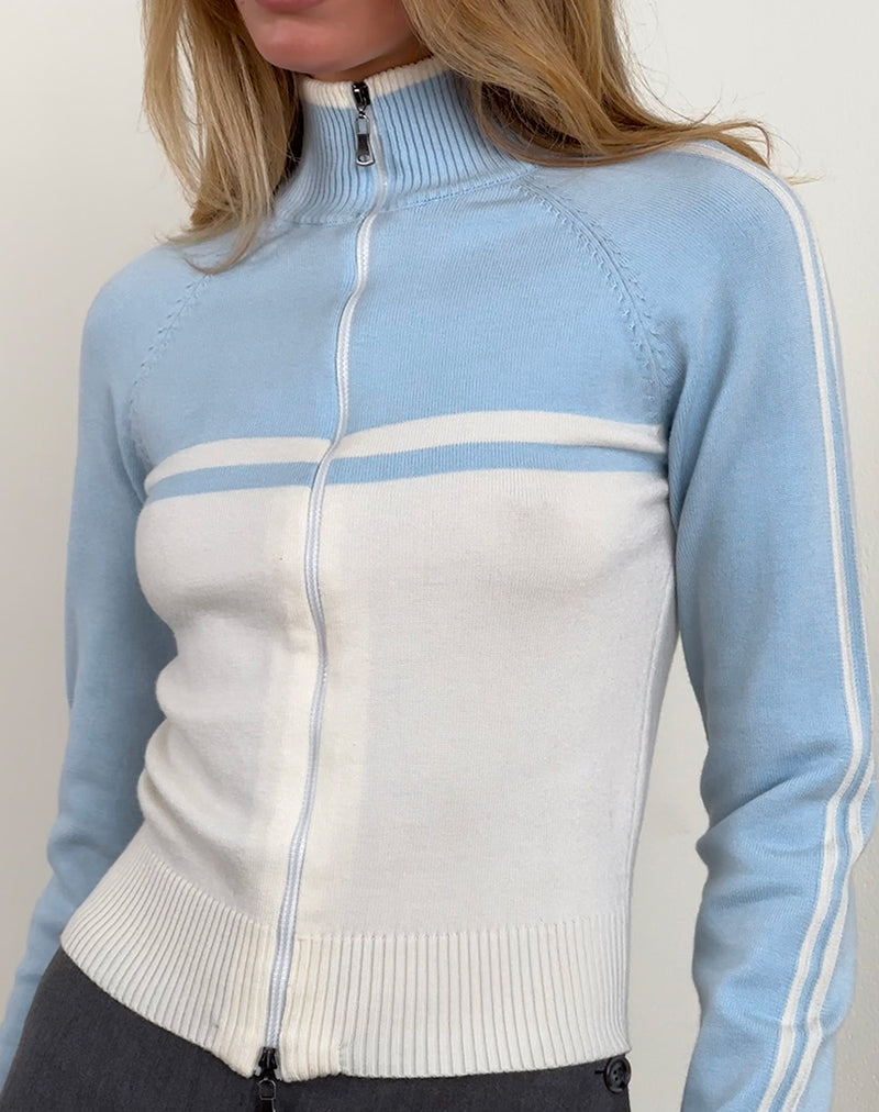Giacca Talya in pannello blu e bianco