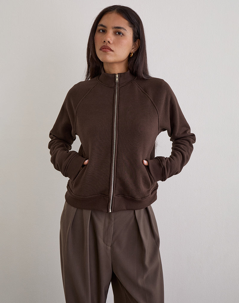 Tamayo Zip Turtleneck Jumper in Bitter Chocolate